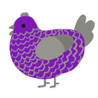 Ace Lace, a violet and ash chicken with a lace pattern