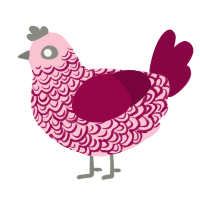 fresita, a rose and maroon chicken with a double-lace pattern