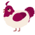 Red Velvet, a cream and maroon chicken with a head pattern