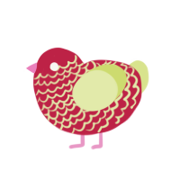 Northern Lights, a crimson and lemon chicken with a lace pattern