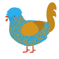 DiGimon, a sapphire and ochre chicken with a lace pattern