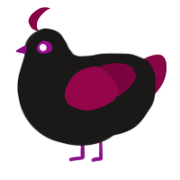 Epsilon, a sable and maroon chicken