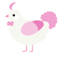 Valentine, a white and pink chicken