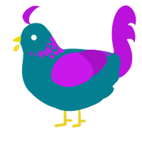 Acrylic, a sea and amethyst chicken with a neck-speckle pattern