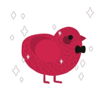 Crim, a crimson chicken with a lace pattern