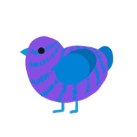 stripes, a blurple and sapphire chicken with a bar pattern