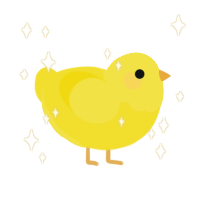 Peep, a yellow chicken with a head pattern