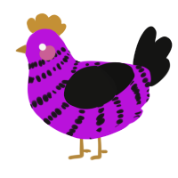 Enby Rights, a amethyst and black chicken with a bar pattern