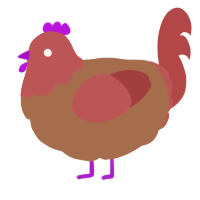 Laërtes, a brown and red chicken with a head pattern