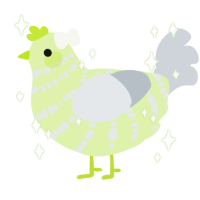 little miss perfect, a apple and mist chicken with a bar pattern