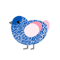 Paint, a ultramarine and rose chicken with a double-lace pattern