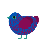 Stone, a ultramarine and wine chicken with a double-lace pattern