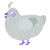 Violet, a silver chicken with a lace pattern