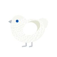 Moomin, a white chicken with a lace pattern