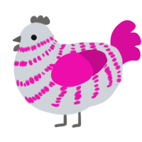 vehicular accident, a mist and fuchsia chicken with a bar pattern