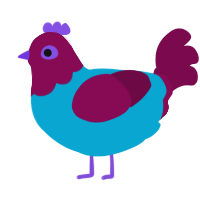 Taffy, a cerulean and wine chicken with a head pattern