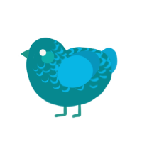 Sunday, a teal and cerulean chicken with a half-lace pattern