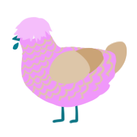 Pemo, a lavender and beige chicken with a lace pattern