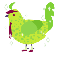 Area 51, a lime and grass chicken with a speckle pattern