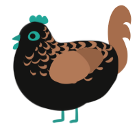 (unnamed), a black and brown chicken with a half-lace pattern