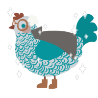 Taliachicken, a mist and teal chicken with a double-lace pattern