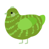 Lucy, a chartreuse and grass chicken with a lace pattern