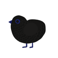 Orb, a black and sable chicken with a lace pattern