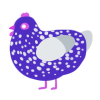 Joke Orange, a indigo and mist chicken with a speckle pattern