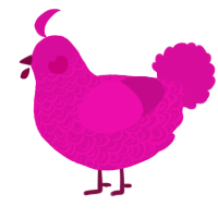 fuschia, a fuchsia chicken with a double-lace pattern