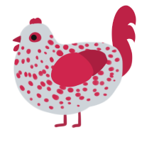 (unnamed), a mist and crimson chicken with a speckle pattern