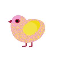 Strawberry Lemonade, a pink and yellow chicken with a double-lace pattern