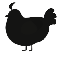 hitman, a black chicken with a speckle pattern