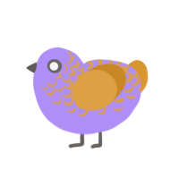 Bright, a lilac and orange chicken with a half-lace pattern