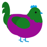 da joker, a plum and leaf chicken with a head pattern