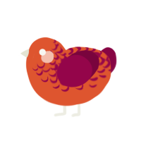 (unnamed), a vermilion and maroon chicken with a half-lace pattern