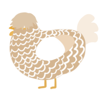 Buttercup, a beige and cream chicken with a lace pattern