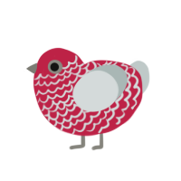 rage, a crimson and silver chicken with a lace pattern