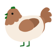 cinnabon, a cream and brown chicken with a head pattern