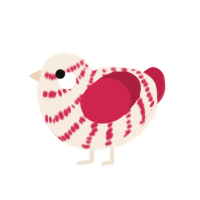 Candy Cane, a cream and crimson chicken with a bar pattern