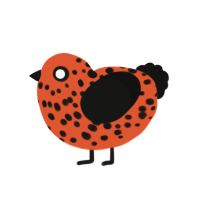 (unnamed), a vermilion and black chicken with a speckle pattern