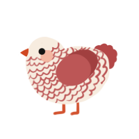 Pending- lampreii, a cream and red chicken with a lace pattern