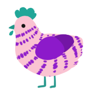 grape juice, a rose and violet chicken with a bar pattern