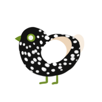 lineage curse g2, a black and cream chicken with a speckle pattern