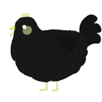 Glow worm, a sable and black chicken with a lace pattern