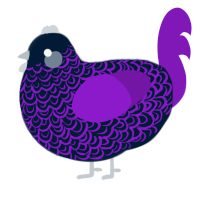 Sabrina, a tumblr and violet chicken with a double-lace pattern