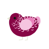 Ollie, a maroon and pink chicken with a half-lace pattern