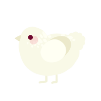 Mimic, a white chicken with a neck-speckle pattern