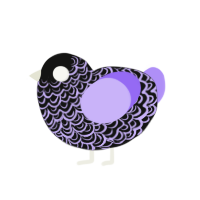 Proclamation, a black and lilac chicken with a double-lace pattern