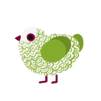 Temperance, a white and chartreuse chicken with a double-lace pattern