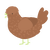 dirt, a brown chicken with a speckle pattern